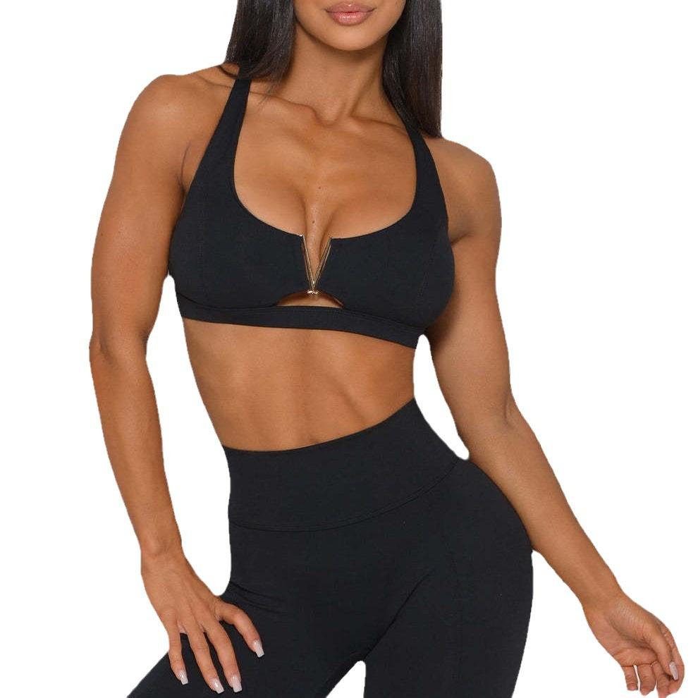 Spring/Summer Shockproof Sports Top & High-Waist Yoga Leggings Set
