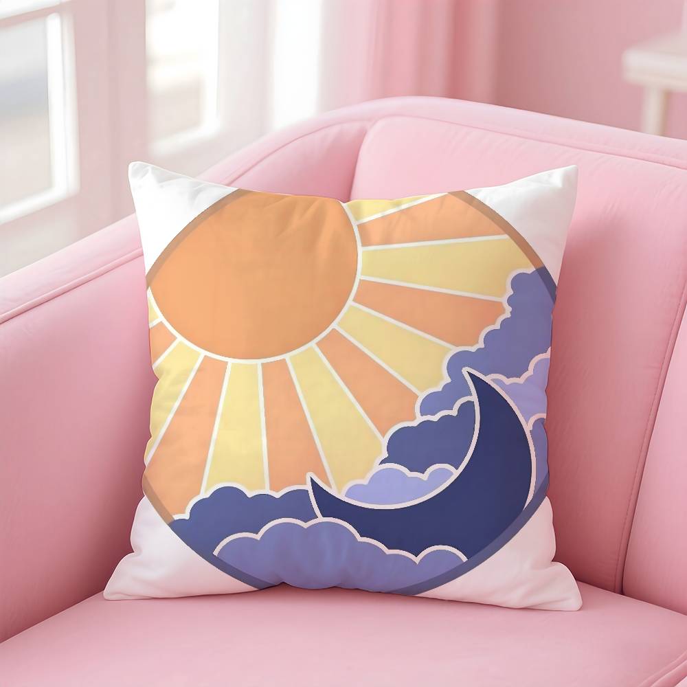 Classic Sunrise Cartoon Pillow Case Pattern Printing Pillowcase Living Room Sofa Cushion Cover Bedroom Room Decor