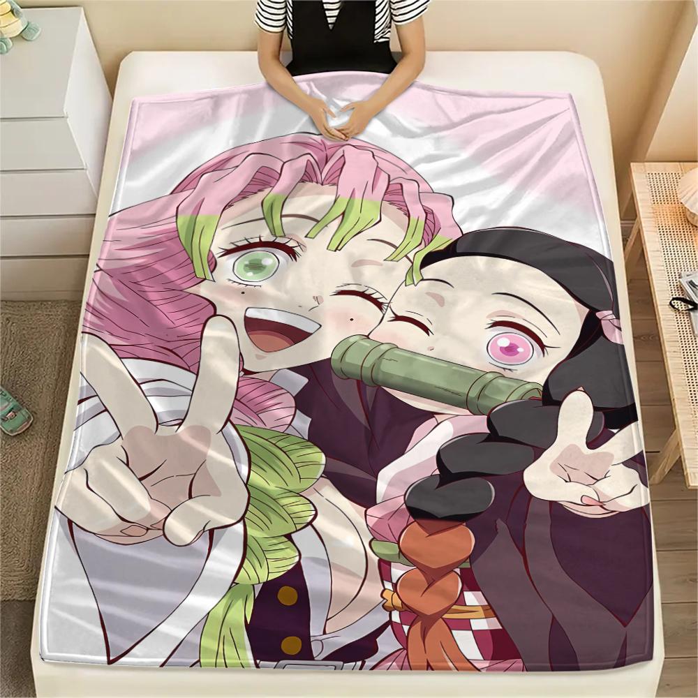 1PC Demon Slayer Print Flannel Blanket, High Quality All Seasons, Home Decor, Warmth and Comfort, Perfect for Christmas Gifts