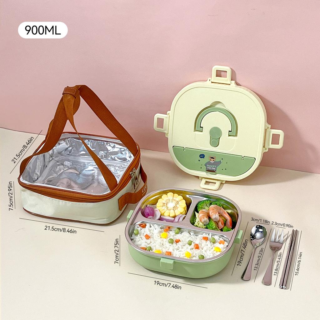 WORTHBUY 4/5 Compartment Portable Bento Lunch Box Microwave Safe Sealed 304 Stainless Steel Lunch Container Set For Kids Student