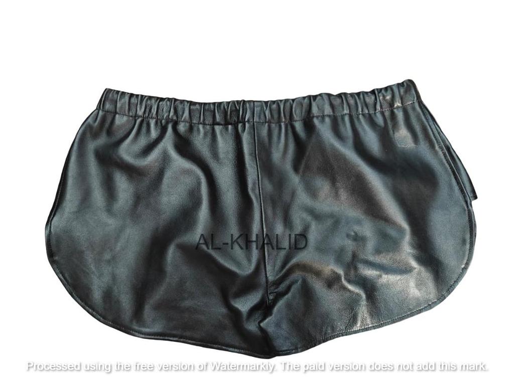 Sport Leder Lässig Schwarz Herren Fitnessstudio Stilvoll Echt Kurze Hosen Boxer Lammfell