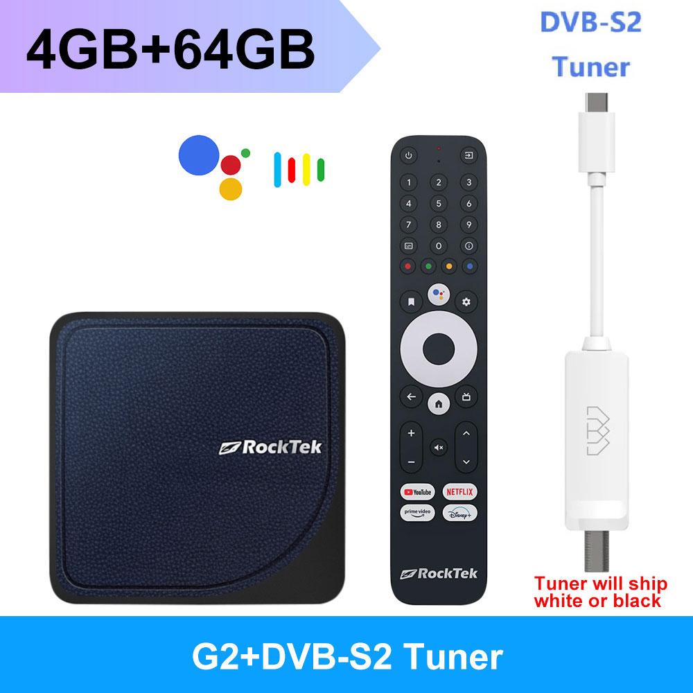 RockTek G2 Android TV 14 Smart TV Box Google&Netflix Zertifiziert S905X4-K Unterstützung H.265 4k Wifi6 1000M LAN BT5.0 Set-Top-Box