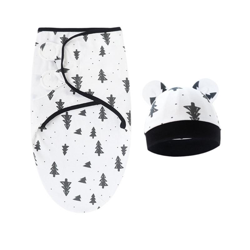 4 Set Baby Swaddles Wrap Blanket with Bonnet Hat Sleeping Bag Anti Kick Blanket Swaddles for Toddler 0-12 Months