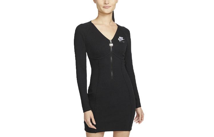 

Nike Long Sleeved Dresses Women s Black V Neck Moderate Extra Short DM6058-010 L
