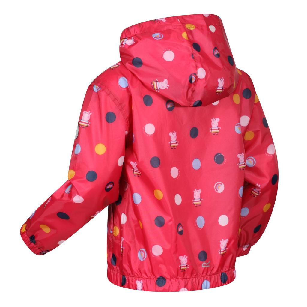 Regatta Childrens/Kids Peppa Pig Polka Dot Hooded Waterproof Jacket