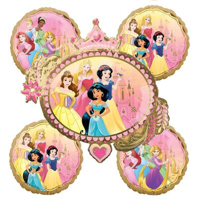 Princess Party Balloon Decorations Set of 5 Once Upon a Time Princess Balloons with Favorite Disney Giant Happy Birthday Bouquet Backdrop Decor -