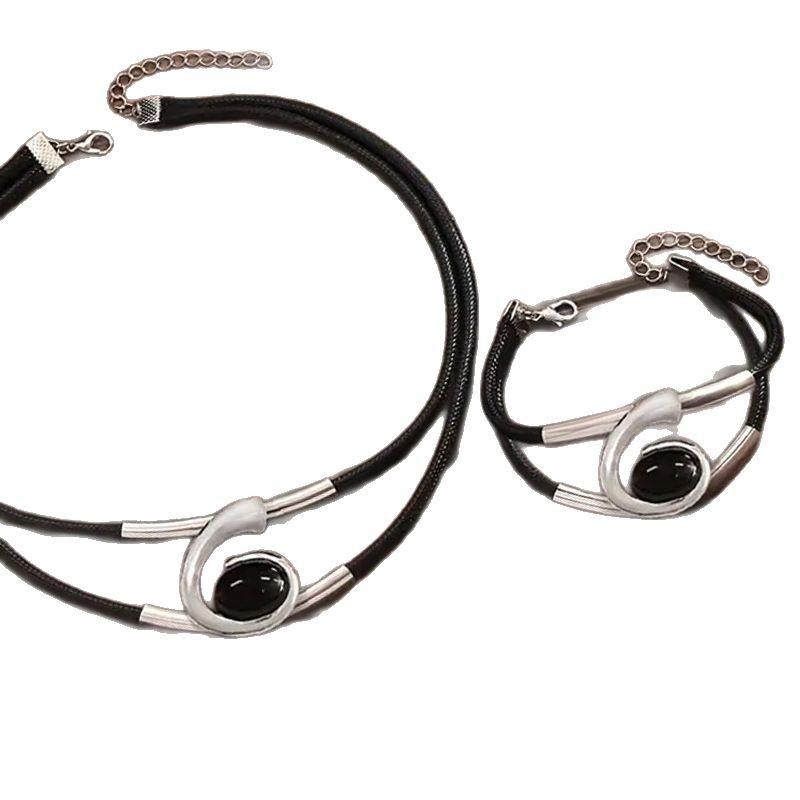 European and American Bohemian style spiral snail shaped acrylic gemstone jewelry set, women's necklace bracelet combination
