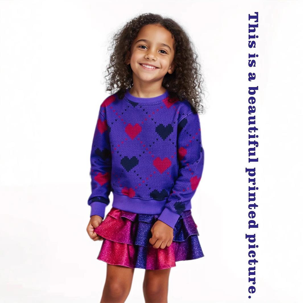 Girls Fashionable Long-sleeved Hoodie & Skirt Set for Summer Children s Casual Set 1-2Y фиолетовый
