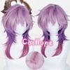 Durin Cosplay Wig 55cm Long Purple Gradient Wig Cosplay Anime Heat Resistant Synthetic Wigs for Halloween Carnival Party Costume