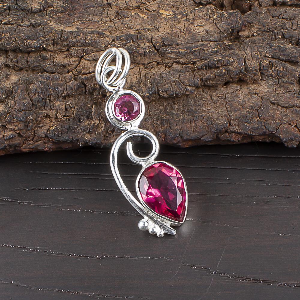 

Кулон с драгоценным камнем розовый турмалин, Ювелирные изделия ручной работы из стерлингового серебра 925 пробы, Ювелирные изделия-кулон для медитации для женщин 1.47 Inches розовый