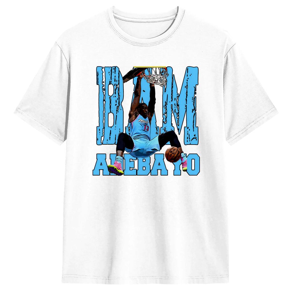 Bam Adebayo Men T Shirts Creative Tee Shirt Short Sleeve Crewneck TShirt Cotton Birthday Present Clothes