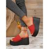 Women’s Knit Open-Toe Platform Slide Sandals Round Toe Summer Shoes