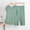 Plus Size Modal Short-Sleeve Pajama Set for Middle-Aged Women - Summer Wear
