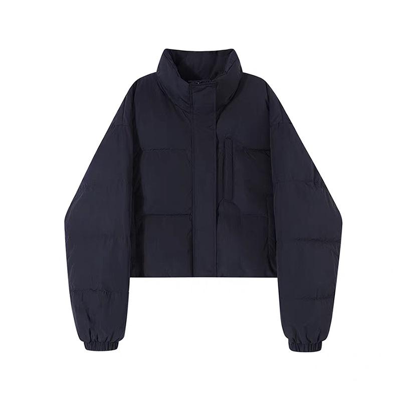 Small Korean stand-up collar short down jacket 2025 winter simple loose and thin bread jacket top jacket women