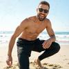 Mens Quick-Dry Surf Swim Trunks With Hidden Pocket 9/10 Length High-Elasticity Boardshorts Swimming Diving
