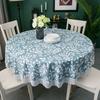 Pastoral Style PVC Tablecloth Lace Hem Printed Design Waterproof Tablecloth Oil Resistant Flower Pattern Round Table Cover