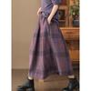 In-Stock Autumn 2025 Women's Warm A-line Woolen Plaid Mid-length Skirt