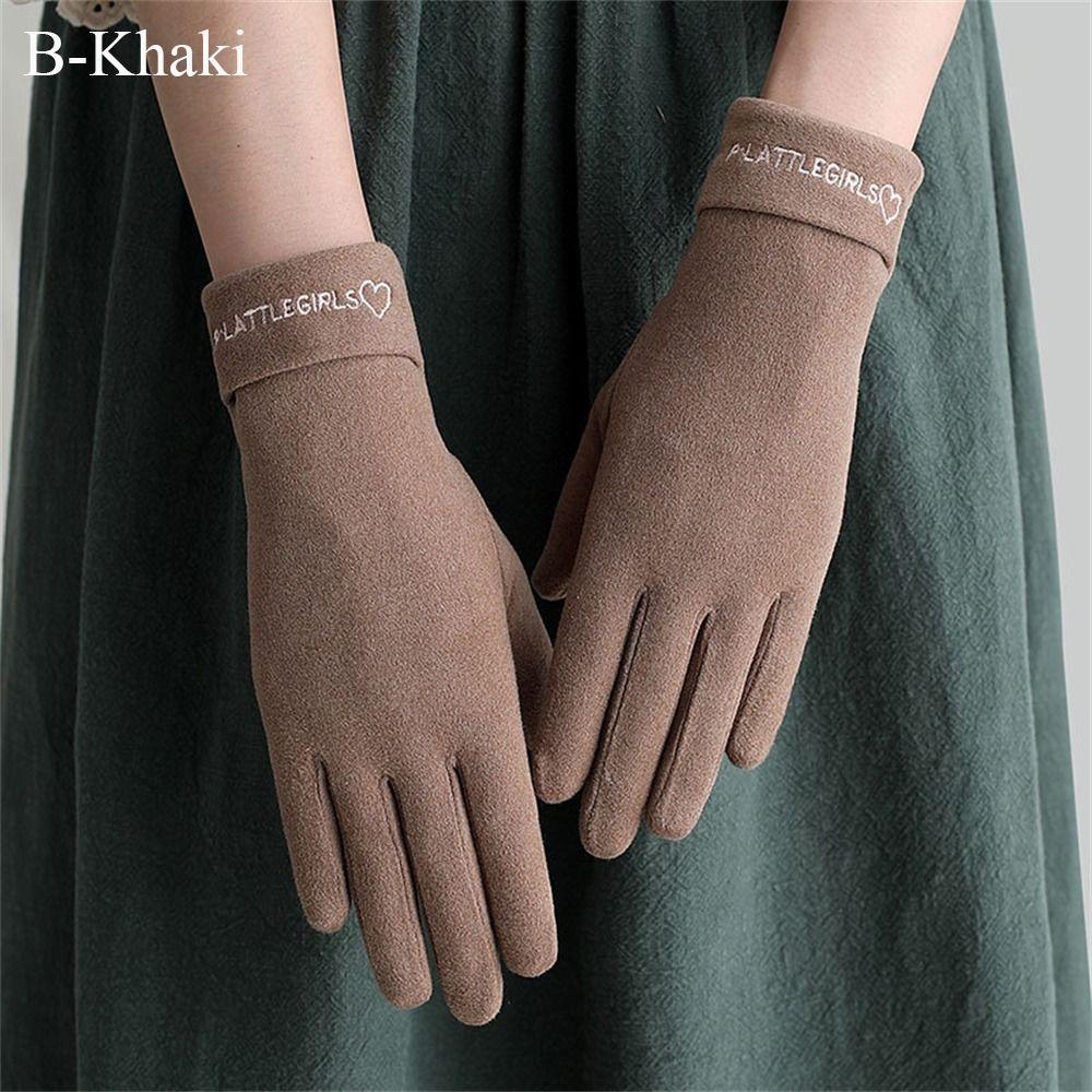 

Тонкие бархатные теплые перчатки варежки с сенсорным экраном повседневные велосипедные перчатки для вождения мужские женские khaki-B