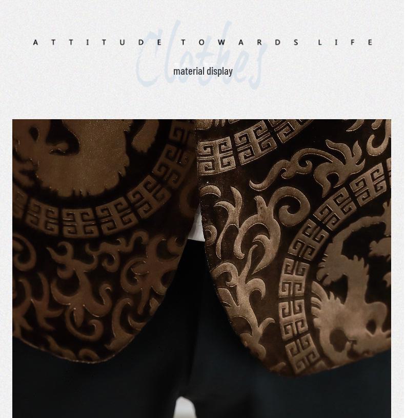 Men's Gold Velvet Slim Fit Korean Style Blazer - Casual, Stylish Suit Jacket