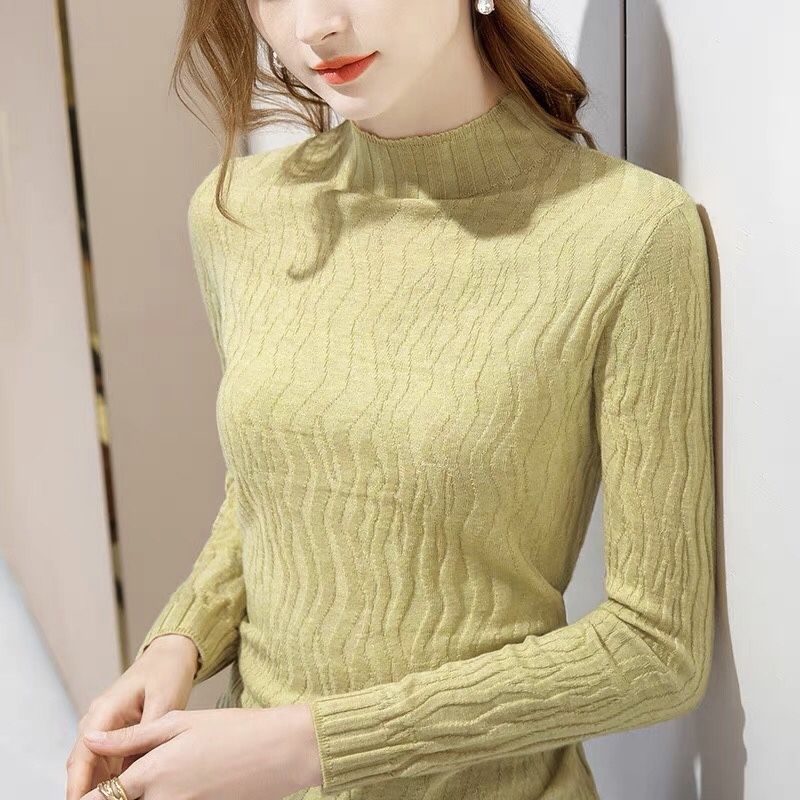 Autumn Winter Slim Fit Versatile Turtleneck Knit Base Layer Women's Design-oriented Lazy Style Top