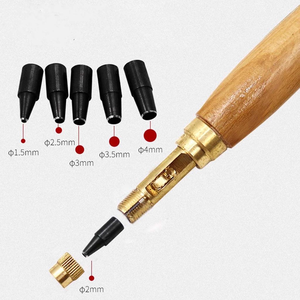 Automatic Belt Punch with 6 Punches Mute Rotary Awl Leather Hole Carving Punch