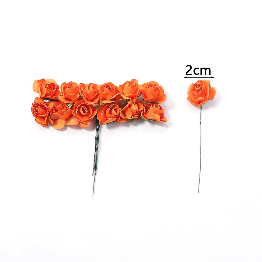 144pcs 2cm Paper Artificial Rose Flower Bouquet Colorful Mini Rose Fake Flowers For DIY Wedding Party Gifts Wreath Decoration