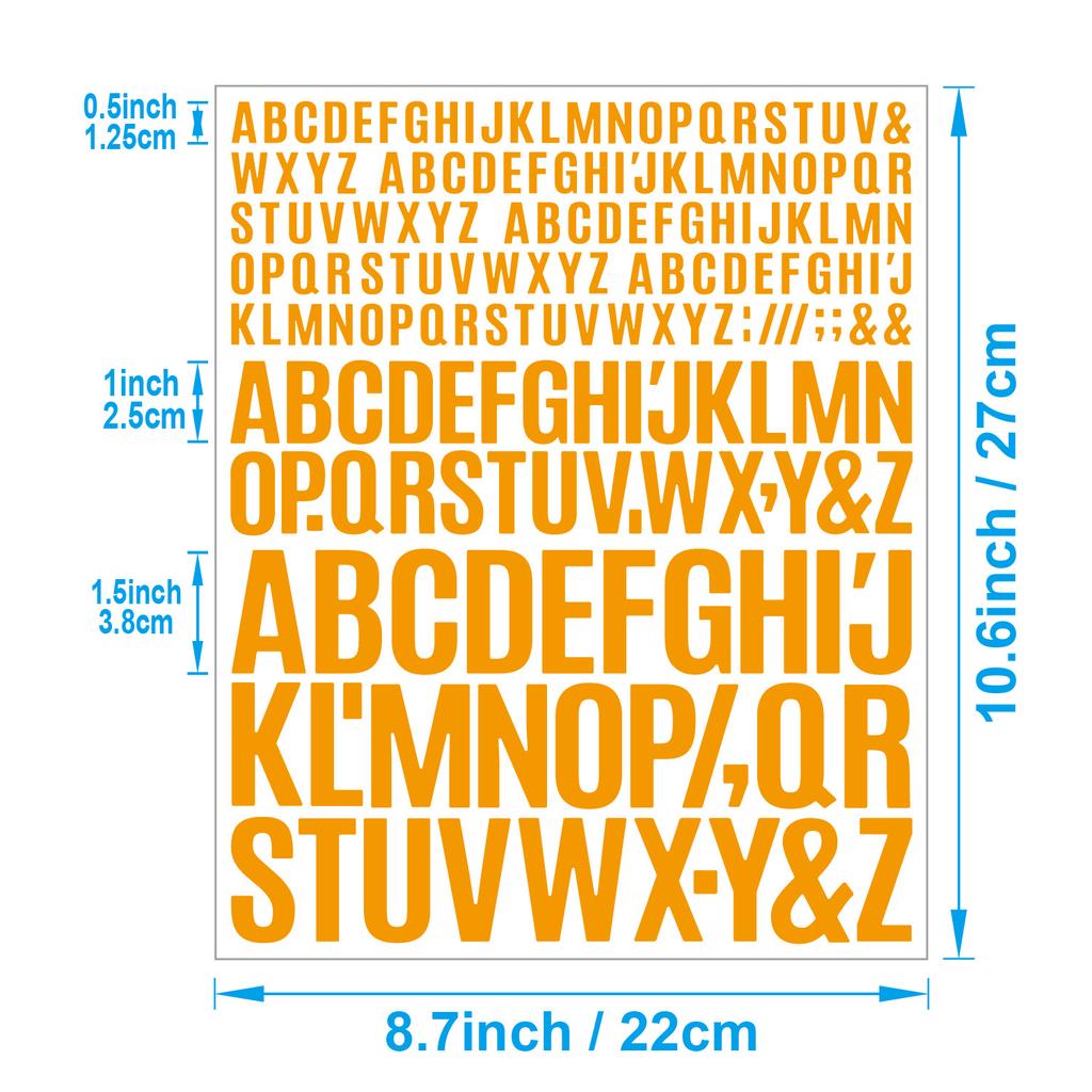 English Letter Stickers 0.5+1+1.5 Inch Scrapbook Holiday Greeting Card Decorative Handbook Letter Stickers