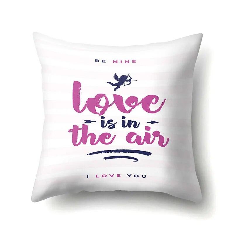 Valentine's Day Letter Love Pattern Printed Pillow Cover Sofa