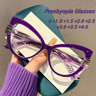 Modische Cat-Eye-Alterssichtbrille mit personalisierter großer Rahmenfarbe, Brillen-Blockdesign, Blaulichtfilterbrille