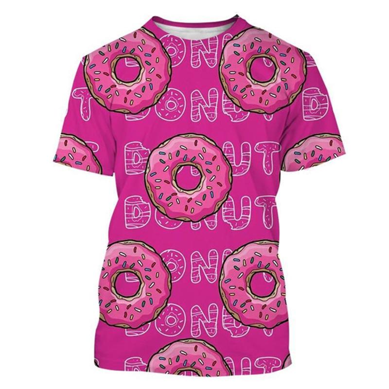 Summer 3D Printed Chocolate Donut T-shirt Fashion Street T-shirt Tops Unisexes Casual Fun Harajuku T-shirts Clothing