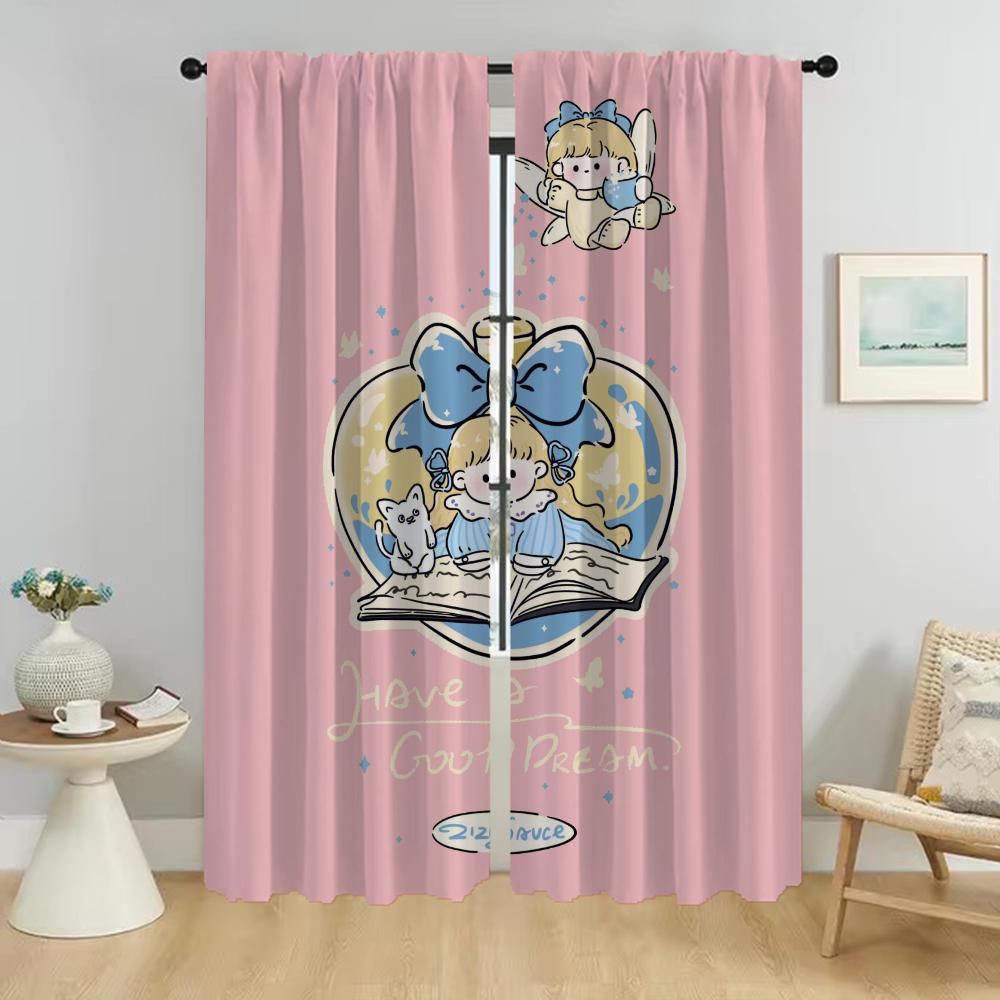 

Cute Girl Curtains Child Room Halloween Decoration Shades Anti-mosquito Curtains for Camera Window Curtain Tulle for Bedroom W50xH70cmx2pcs-CL