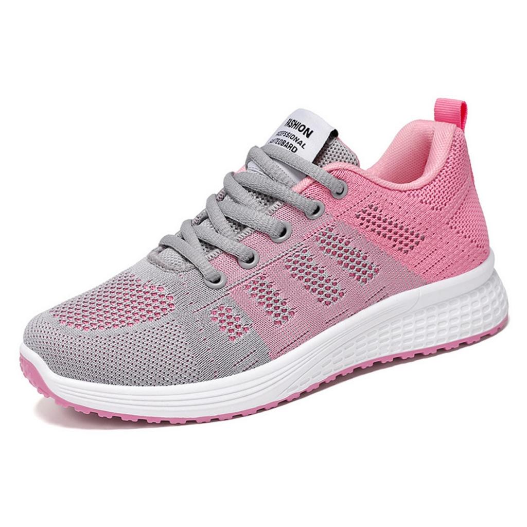 Schuhe Damen neue einfarbige Schuhe Lässig Studenten Atmungsaktiv bequem Fly-Woven Sneaker