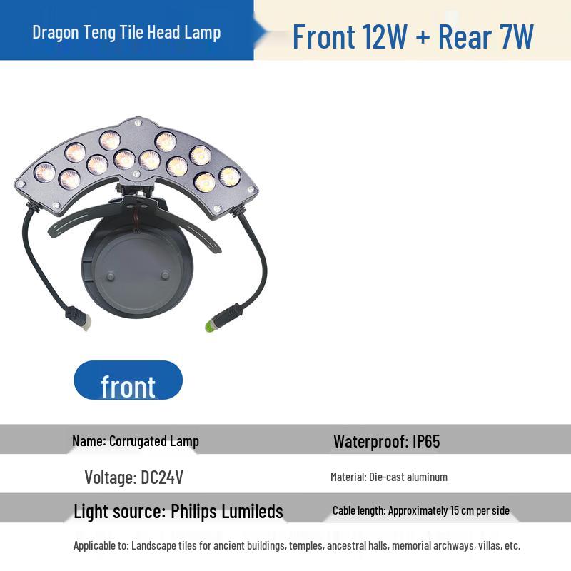 Nufeng Wasserdichte Wellblech-Dachziegel-Lampe, 12+7 Drachenstil