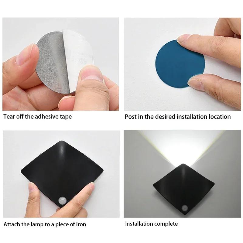 Rechargeable LED Night Light Human Body Induction Wireless LED Wall Lamp For Bedroom Living Room Stair Decor Indoor Lighting