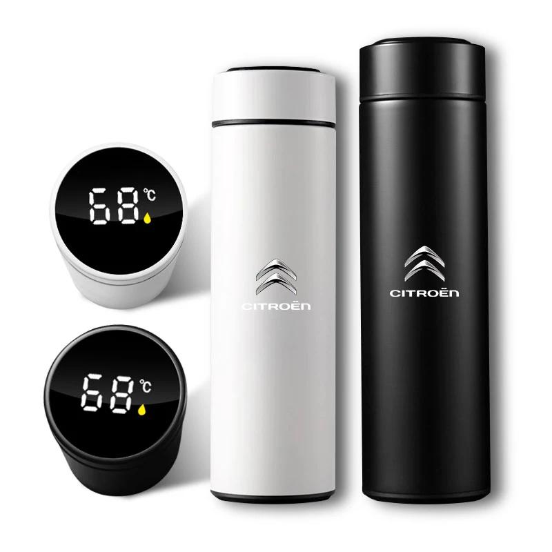 500ml Stainless Steel Car Thermos Bottle LED Intelligent Temperature Display For Citroen C1 C2 C3 C4 C5 C6 C8 C4LCar Accessories ajy256