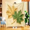 1pc 2D Flat Printing Spring And Summer New Arrival Golden And Green Maple Leaf Pattern Digital Print Blanket, All-Season Use, Casual Throw, 100% Polye