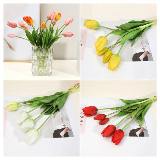 Fake Tulip Flowers Artificial Real Touch Faux Tulip Flower for Spring Easter Home Kitchen Wedding Bouquet Mother's Day Decoration