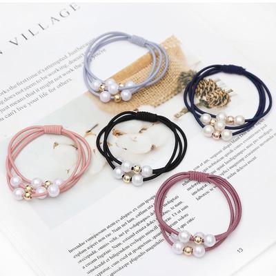 Korean Style Elastic Pearl Knotted Hair Band - Fashionable Hair Accessory