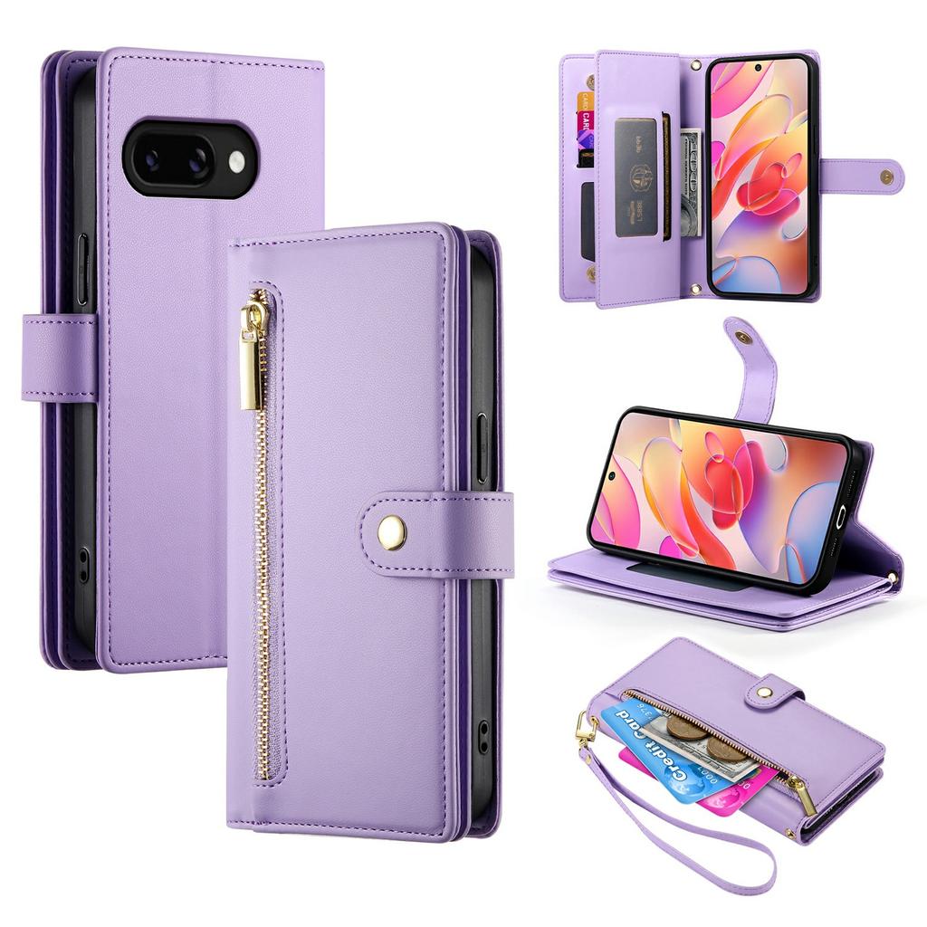 DF-011 For Samsung Galaxy A56 5G Case Zipper Pocket Wallet Leather Phone Cover with Straps