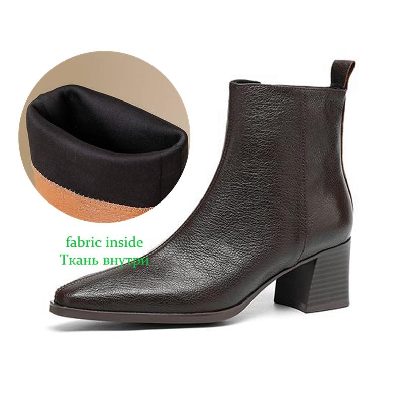 Krazing Pot Zimní kožené kozačky na středním podpatku se špičatou špičkou Chelsea pro ženy, elegantní dámské kotníkové boty na zip