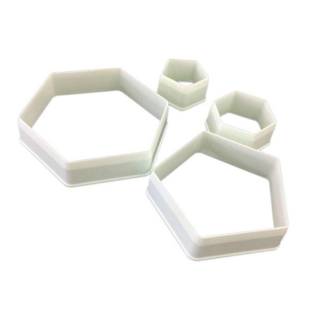 4pcs Football Pattern Cookie Cutter Set Non-Stick Hexagon Cookie Cutter Kitchen Accessory