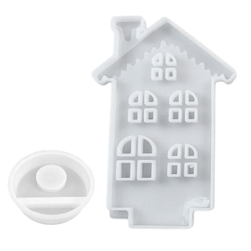 Svícen Snow House Silikonová forma Epoxidová pryskyřice Formy na svíčky Sádrový svícen Forma Domácí dekorace Forma