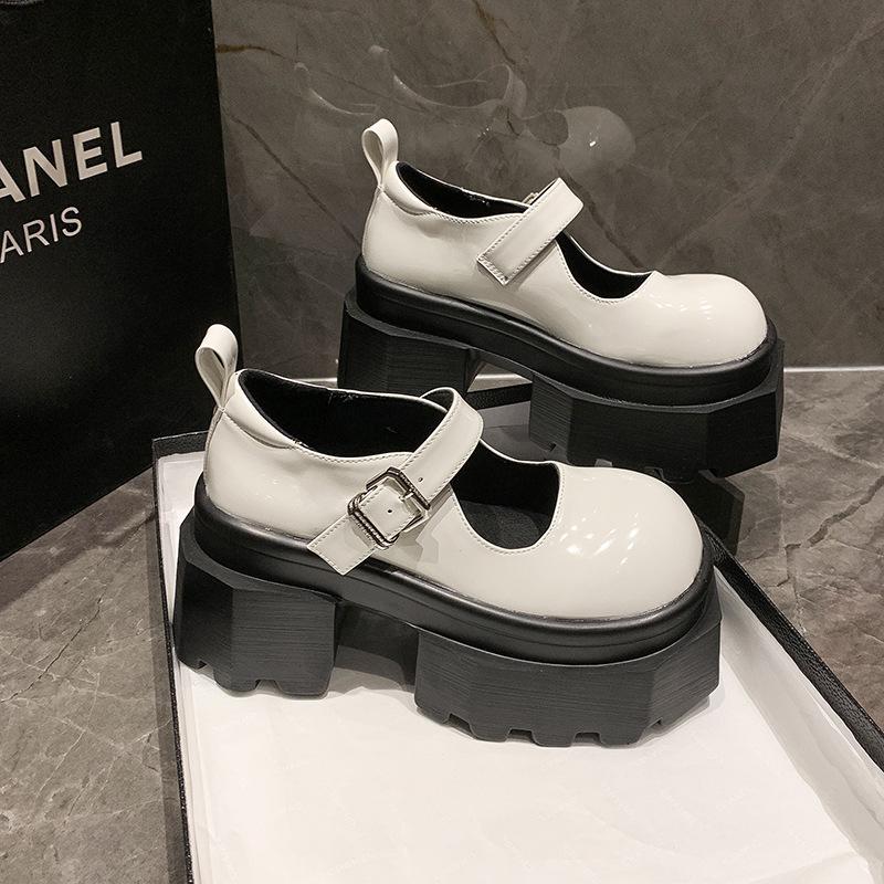 Popular Mary Jane small leather shoes women's 2025 summer new high-heeled versatile skirt thick-soled heightening shallow single shoes