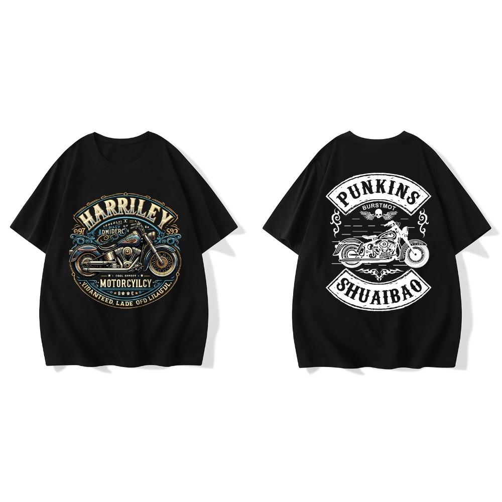 

2025 Лето Роскошный бренд Футболка с графическим принтом Мужская и женская Повседневная футболка с коротким рукавом и круглым вырезом Хлопок Мотоцикл XXXXXL