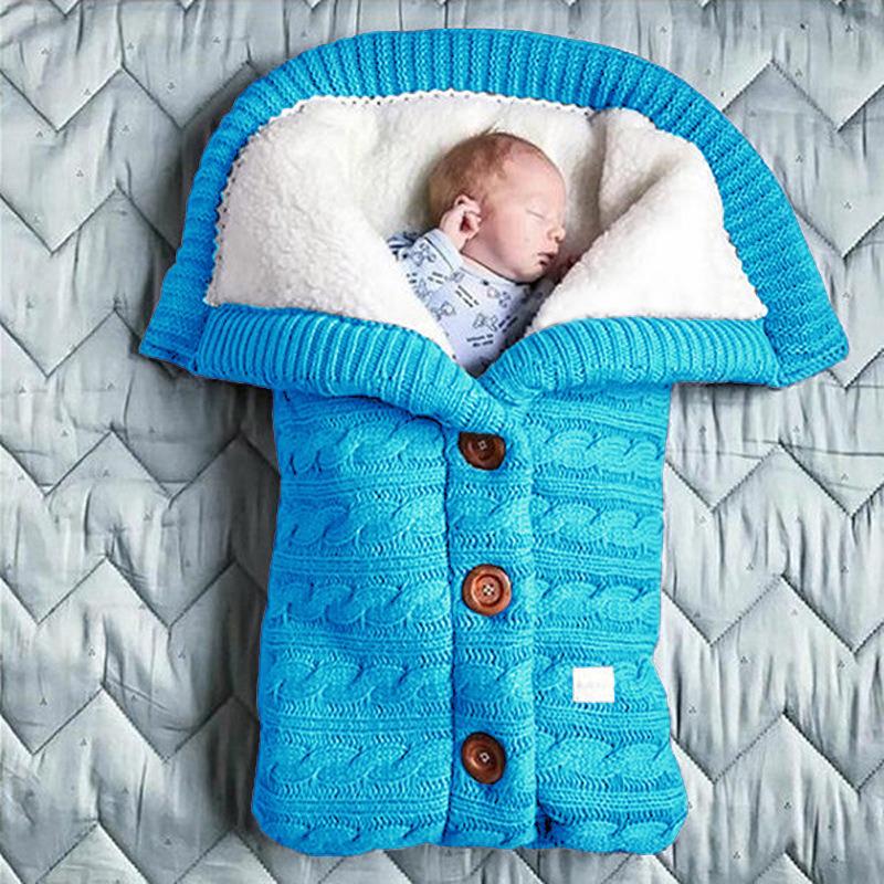 Velvet-Lined Knitted Baby Stroller Sleep Sack