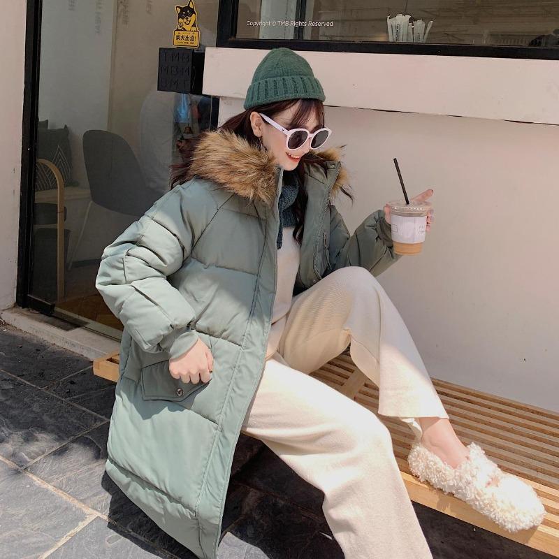 European and American Down Cotton Jacket Women's Winter 2025 Mid-length Large Size Padded Jacket Loose Thickened Cotton Jacket Cotton