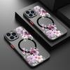 Purple Peony Print Magnetic Phone Case For iPhone Air 17 15 16 14 Pro Max 16 PLus 13 12 Pro 11 For Magsafe Wireless Charge Cover