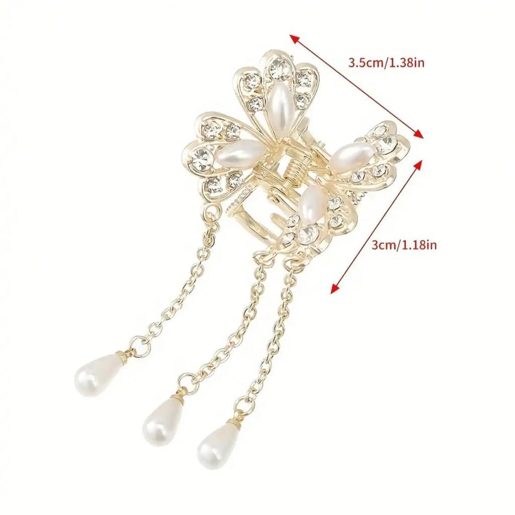 1Pcs Pearl Butterfly Tassel Hair Claws For Women Hair Accessories