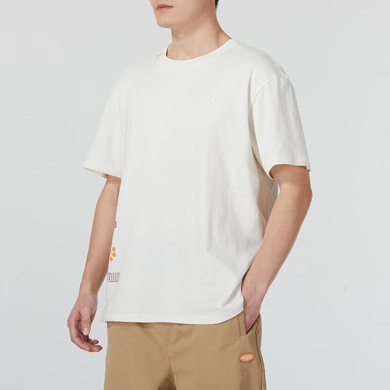 Puma American Retro Letter Print Training Fitness Short Sleeve Drop Shoulder T-Shirt Men Tops White 626870-55