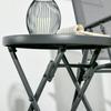 Folding Coffee Table, Tempered Glass Top, Metal Pattern, 45 x 50 cm, Black